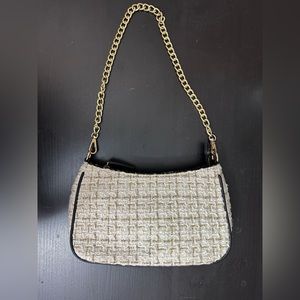 Cream color Boucle material functional shoulder bag